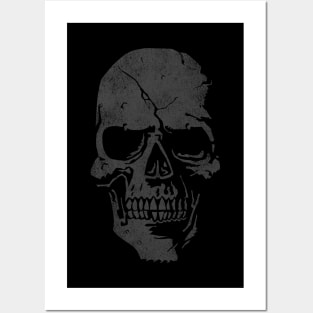 Skull Graphic - Cool Badass Distressed Art - Gray Posters and Art